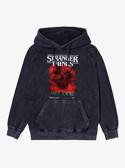 Stranger Things Vecna Hawkins Poster Mineral Wash Hoodie