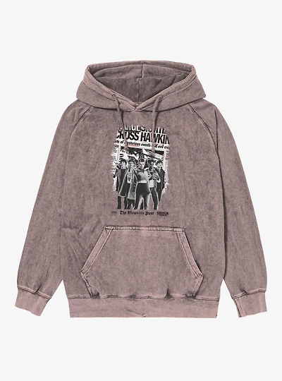 Stranger Things Hawkins Newspaper Poster Mineral Wash Hoodie