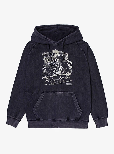 Stranger Things Demogorgon Kanji Collage Mineral Wash Hoodie