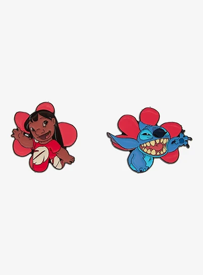 Disney Lilo & Stitch Floral Lilo & Stitch Enamel Pin Set - BoxLunch Exclusive