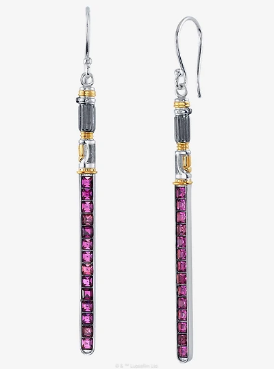 Star Wars X RockLove Mace Windu Crystal Lightsaber Earrings