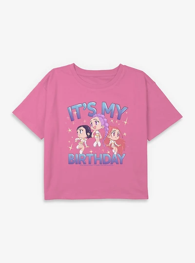 KPop Demon Hunters Huntrix It's My Birthday Youth Girls Boxy Crop T-Shirt