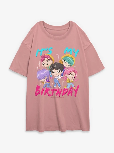 KPop Demon Hunters Saja Boys It's My Birthday Womens Oversized T-Shirt