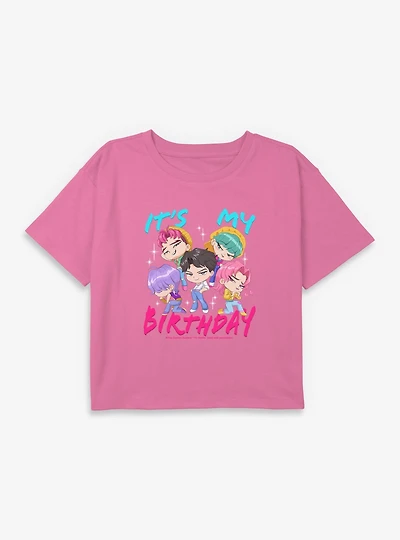 KPop Demon Hunters Saja Boys It's My Birthday Youth Girls Boxy Crop T-Shirt