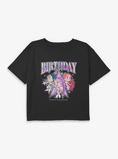 KPop Demon Hunters Huntrix Birthday Youth Girls Boxy Crop T-Shirt