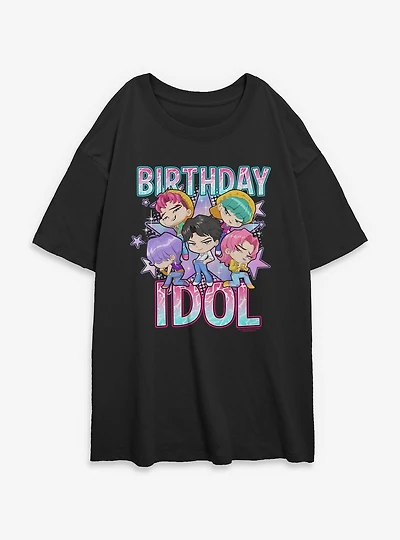 KPop Demon Hunters Saja Boys Birthday Idol Womens Oversized T-Shirt