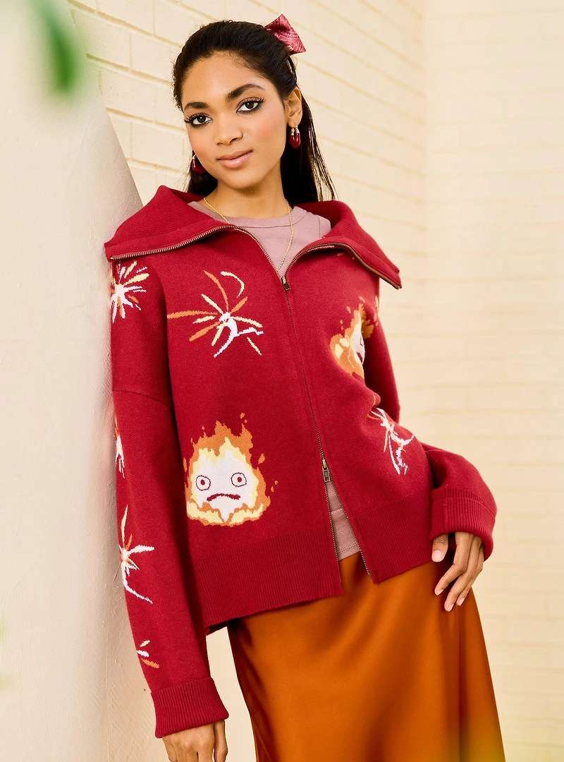 Studio Ghibli® Howl's Moving Castle Calcifer Women's Double Zippered Cardigan - BoxLunch Exclusive