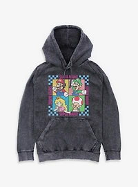 Nintendo Super Mario Checkered Squares Characters Mineral Wash Hoodie