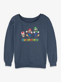 Nintendo Super Mario Toad Luigi Run Womens Slouchy Sweatshirt