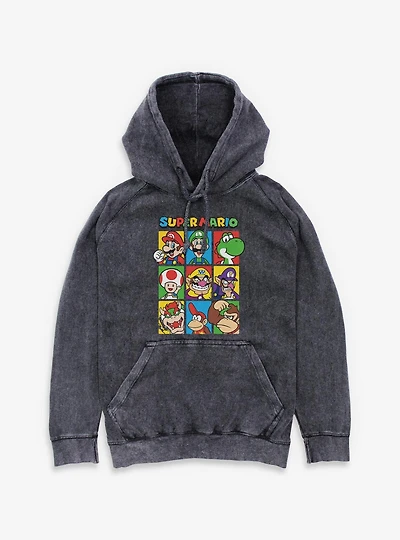 Nintendo Super Mario Character Hall Of Fame Mineral Wash Hoodie