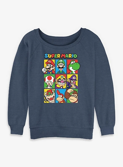 Nintendo Super Mario Character Hall Of Fame Womens Slouchy Sweatshirt