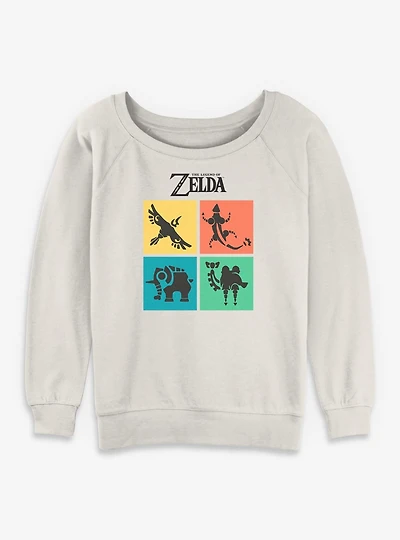 The Legend Of Zelda Color Square Icons Womens Slouchy Sweatshirt