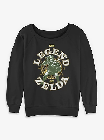The Legend Of Zelda Fighting Crest Link Womens Slouchy Sweatshirt