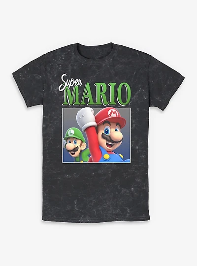 Nintendo Super Mario Luigi & Cheer Mineral Wash T-Shirt