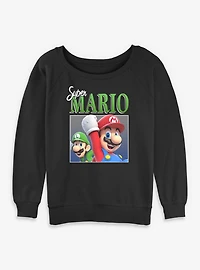 Nintendo Super Mario Luigi & Cheer Womens Slouchy Sweatshirt