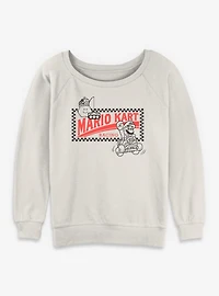 Nintendo Mario Kart Racing Checkered Womens Slouchy Sweatshirt
