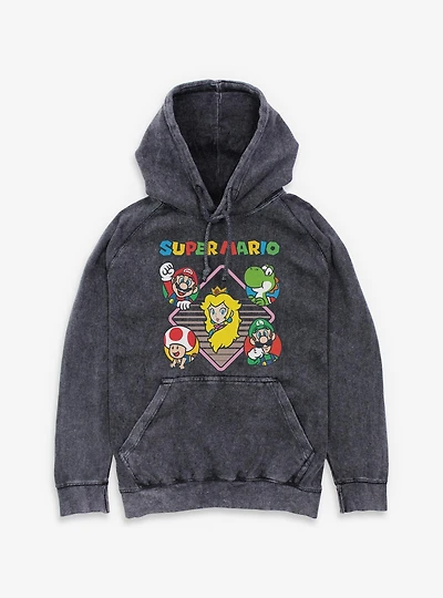 Nintendo Super Mario Diamond Characters Mineral Wash Hoodie