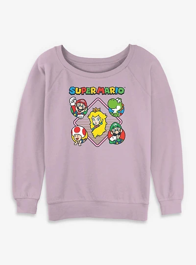 Nintendo Super Mario Diamond Characters Womens Slouchy Sweatshirt