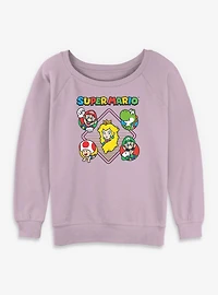 Nintendo Super Mario Diamond Characters Womens Slouchy Sweatshirt