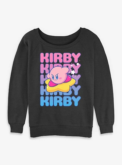 Nintendo Kirby Name Stack Star Womens Slouchy Sweatshirt
