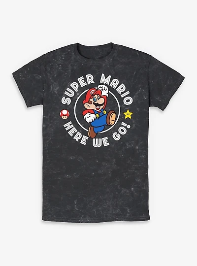 Nintendo Super Mario Here We Go Jump Mineral Wash T-Shirt