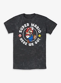 Nintendo Super Mario Here We Go Jump Mineral Wash T-Shirt