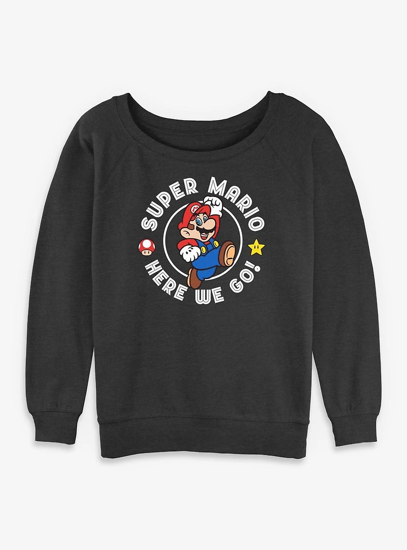 Nintendo Super Mario Here We Go Jump Womens Slouchy Sweatshirt