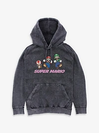 Nintendo Super Mario Group Fun Jump Mineral Wash Hoodie