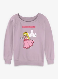 Nintendo Super Mario Princess Peach Running Womens Slouchy Sweatshirt