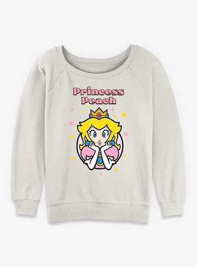 Nintendo Mario Princess Peach Glam Stars Womens Slouchy Sweatshirt