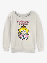 Nintendo Mario Princess Peach Glam Stars Womens Slouchy Sweatshirt