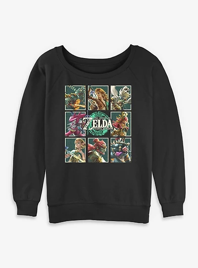 The Legend Of Zelda Tears Kingdom Character Boxes Womens Slouchy Sweatshirt