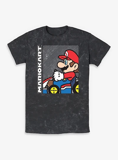 Nintendo Mario Kart On Race Car Mineral Wash T-Shirt