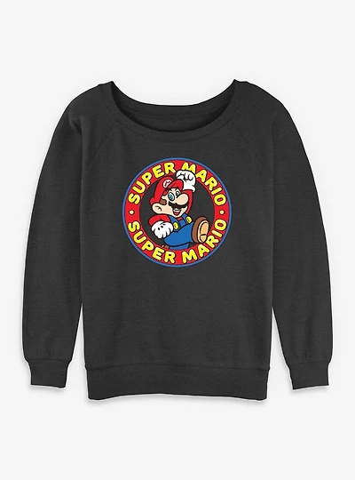 Nintendo Super Mario Badge Womens Slouchy Sweatshirt