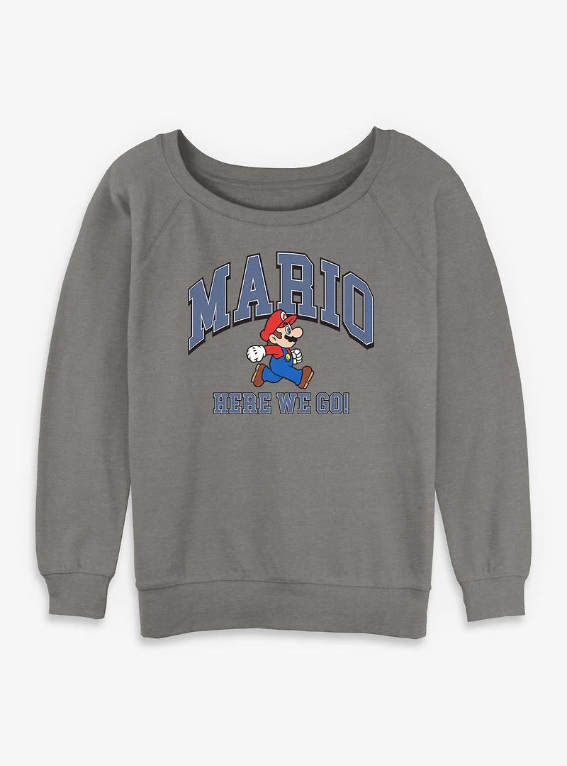 Nintendo Mario Here We Go Womens Slouchy Sweatshirt