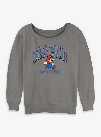 Nintendo Mario Here We Go Womens Slouchy Sweatshirt