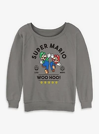 Nintendo Super Mario WooHoo Luigi Womens Slouchy Sweatshirt