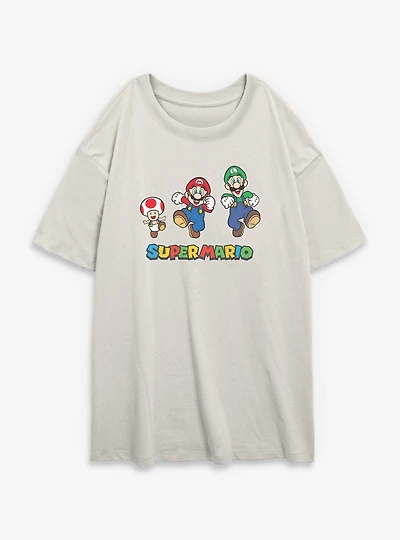 Nintendo Super Mario Toad Luigi Run Womens Oversized T-Shirt