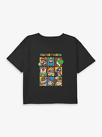 Nintendo Super Mario Character Hall Of Fame Youth Girls Boxy Crop T-Shirt