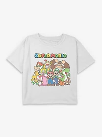 Nintendo Super Mario Group Youth Girls Boxy Crop T-Shirt