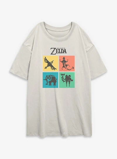 The Legend Of Zelda Color Square Icons Womens Oversized T-Shirt