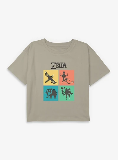 The Legend Of Zelda Color Square Icons Youth Girls Boxy Crop T-Shirt