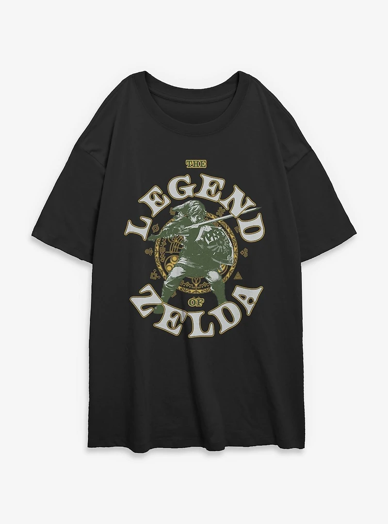 The Legend Of Zelda Fighting Crest Link Womens Oversized T-Shirt