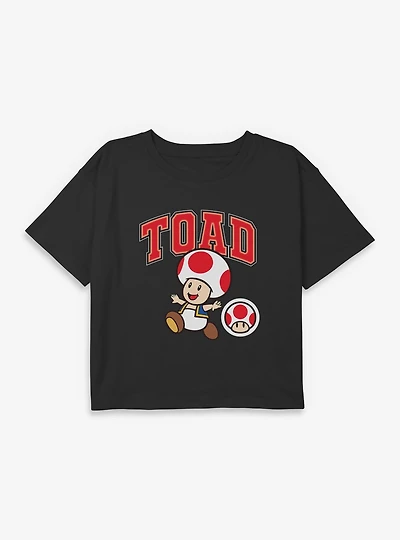 Nintendo Mario Toad Jump Youth Girls Boxy Crop T-Shirt