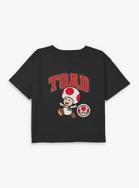 Nintendo Mario Toad Jump Youth Girls Boxy Crop T-Shirt