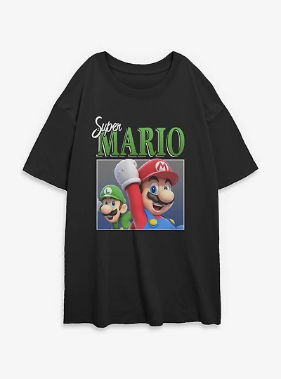 Nintendo Super Mario Luigi & Cheer Womens Oversized T-Shirt