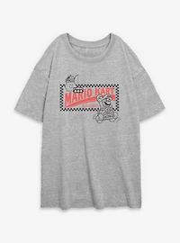Nintendo Mario Kart Racing Checkered Womens Oversized T-Shirt