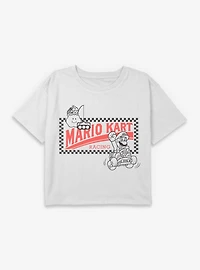 Nintendo Mario Kart Racing Checkered Youth Girls Boxy Crop T-Shirt