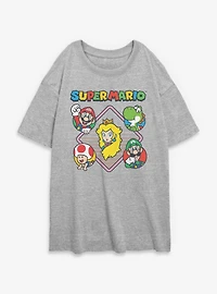 Nintendo Super Mario Diamond Characters Womens Oversized T-Shirt