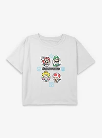 Nintendo Super Mario Fun Icons Group Youth Girls Boxy Crop T-Shirt
